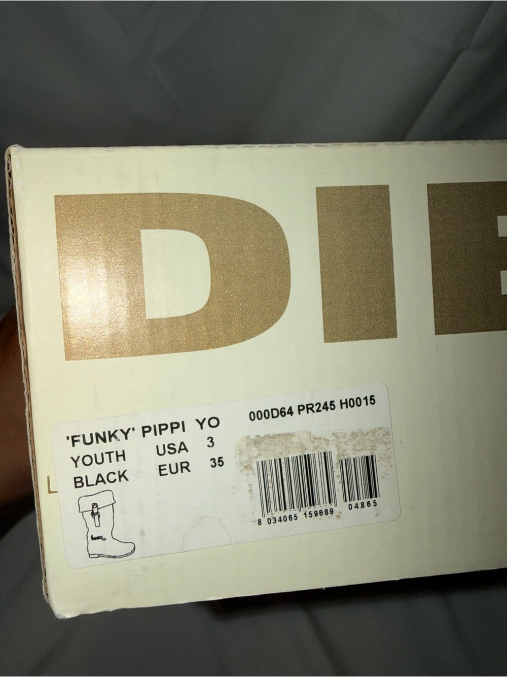 NWT Diesel Funky Pippi Girls Boots Black Suede Size 3Y Sweater Cuff Zip - Picture 5 of 5